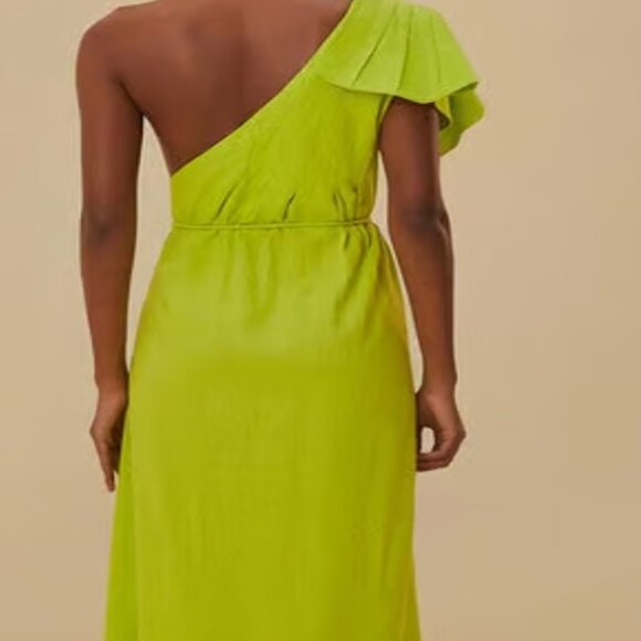Green One Shoulder Leaf Maxi Dress - Picture 3 of 4
